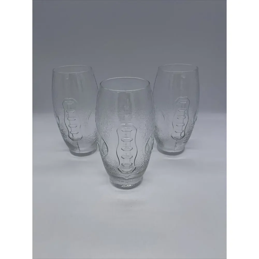 Vintage Coors Light Beer Football Shaped Beer Glass / Mug NFL Set Of 3 Pilsner